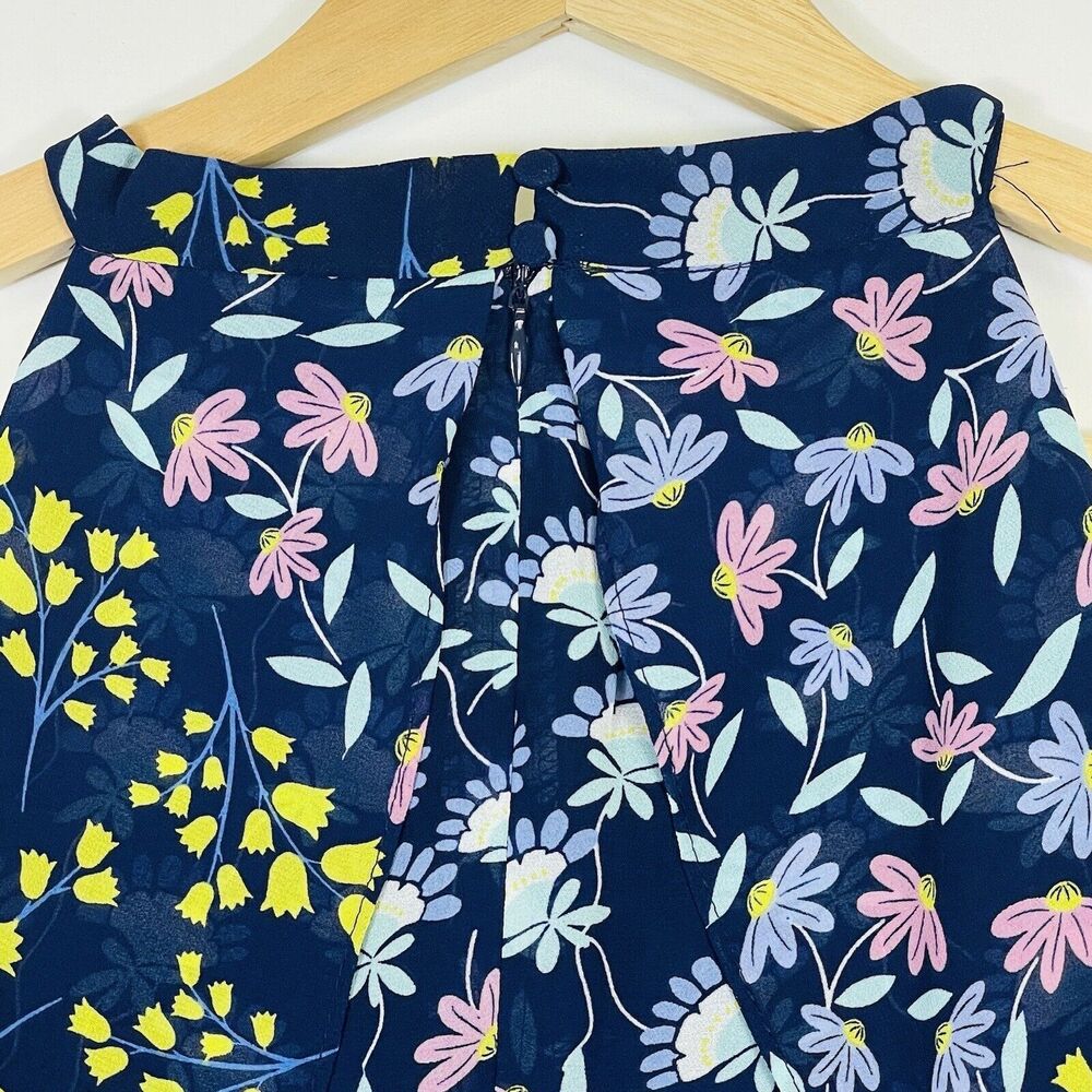 NEW Nanette Lepore Dress Womens 4 Floral Cold Shoulder Navy Blue Airy Romantic - Picture 7 of 8